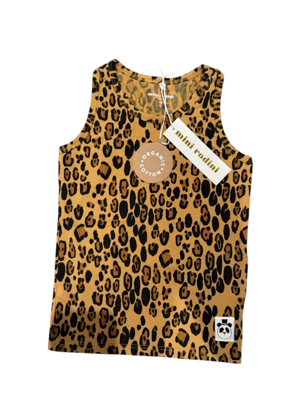 MINI RODINI tan & black animal print racer-back tank top - size 104/110